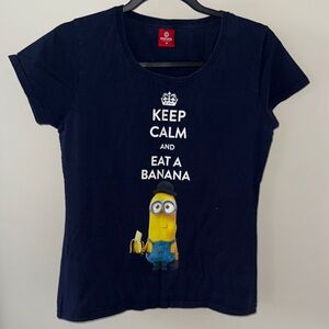 Navy Minions Graphic Tee "Keep Calm and Eat a Banana"